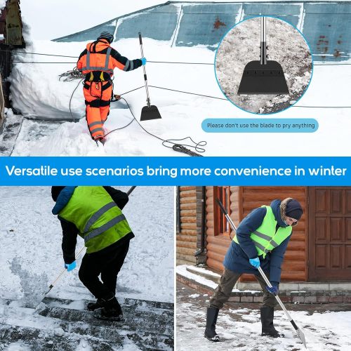 54 Inch Snow Shovel Steel Flat Shovel with Gardening Gloves Gardening Scraper Shovel Outdoor Spade Tool Snow Ice Chopper with Adjustable Handle for Weeding Lawn Edging Digging Ice Removal