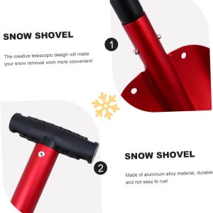 ATLI AT-505 Snow Shovel Ice Scraper Shovel Car Snow Removing Winter Shovel Car Ice Scraper Snow Kit Deicing Shovels Automobile Ice Shovels Ice Removing Shovel Aluminum Alloy Red Parliky