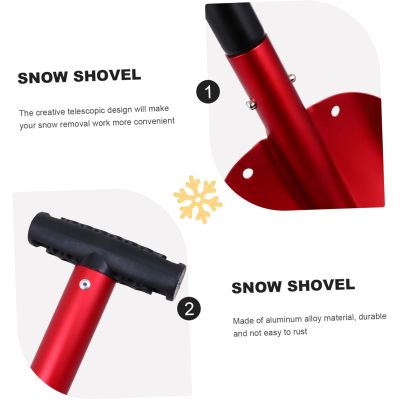 ATLI AT-505 Snow Shovel Ice Scraper Shovel Car Snow Removing Winter Shovel Car Ice Scraper Snow Kit Deicing Shovels Automobile Ice Shovels Ice Removing Shovel Aluminum Alloy Red Parliky