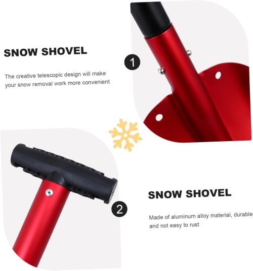 1pc Snow Shovel Ice Scraper Shovel Car Snow Removing Winter Shovel Car Ice Scraper Snow Kit Deicing Shovels Automobile Ice Shovels Ice Removing Shovel Aluminum Alloy Red Parliky