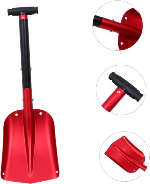 1pc Snow Shovel Ice Scraper Shovel Car Snow Removing Winter Shovel Car Ice Scraper Snow Kit Deicing Shovels Automobile Ice Shovels Ice Removing Shovel Aluminum Alloy Red Parliky