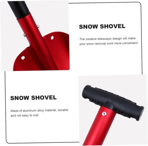 1pc Snow Shovel Ice Scraper Shovel Car Snow Removing Winter Shovel Car Ice Scraper Snow Kit Deicing Shovels Automobile Ice Shovels Ice Removing Shovel Aluminum Alloy Red Parliky