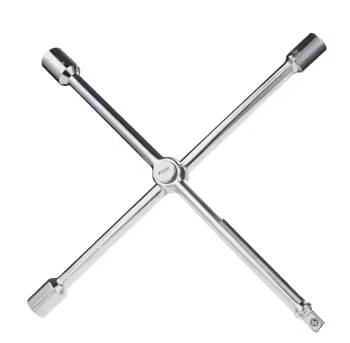 ATLIFIX Folding Lug Wrench 4 Way,14-Inch SAE + Metric Tire Cross Wrench Universal and Foldable Wheel Wrench for Car,Trucks