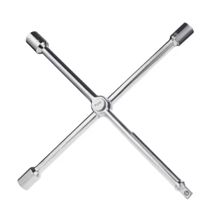 ATLIFIX Folding Lug Wrench 4 Way,14-Inch SAE + Metric Tire Cross Wrench Universal and Foldable Wheel Wrench for Car,Trucks
