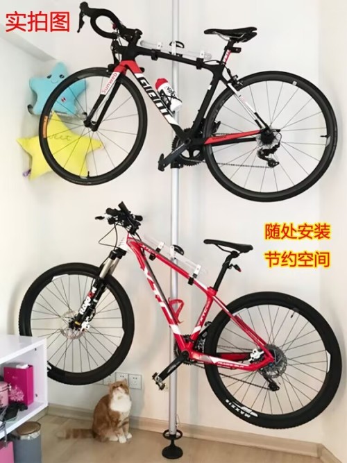 RR5648A Bike Floor to Ceiling Storage Display Aluminium Parking Rack Bike Stand Bicycle Storage Rack Bike Display Holds Two Bicycles