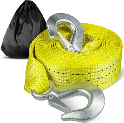 Atli Tow Strap with Hooks 2”x20’15000 LBS Tow Rope Metal Safety Hooks Car Heavy Duty Recovery Rope for Trailers Securing Items and Farm Cleaning