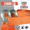 Atli Tow Strap with Hooks 2”x20’15,000 LBS Tow Rope Metal Safety Hooks, Car Heavy Duty Recovery Rope for Trailers, Securing Items, and Farm Cleaning