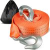 Atli Tow Strap with Hooks 2”x20’15,000 LBS Tow Rope Metal Safety Hooks, Car Heavy Duty Recovery Rope for Trailers, Securing Items, and Farm Cleaning