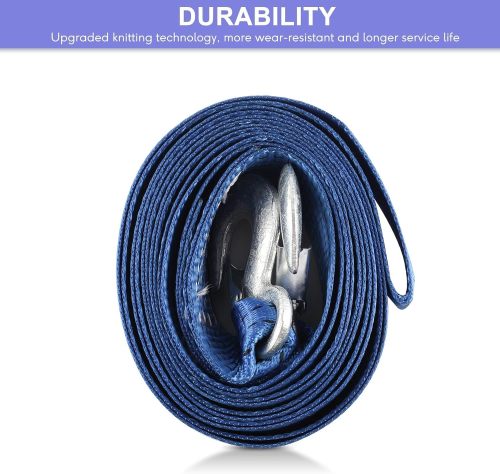 Atli Heavy Duty Nylon Tow Strap with Hooks, 2Pack 2Inch x 13Ft Recovery Rope 10,000LB Heavy Duty Towing Rope for Towing Vehicles in Roadside Emergency,Blue