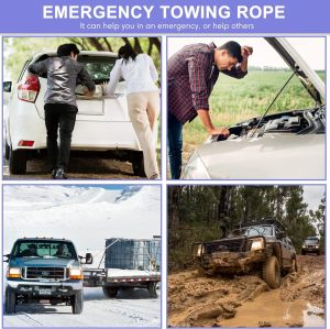 Atli Heavy Duty Nylon Tow Strap with Hooks, 2Pack 2Inch x 13Ft Recovery Rope 10,000LBS Heavy Duty Towing Rope for Towing Vehicles in Roadside Emergency,Blue
