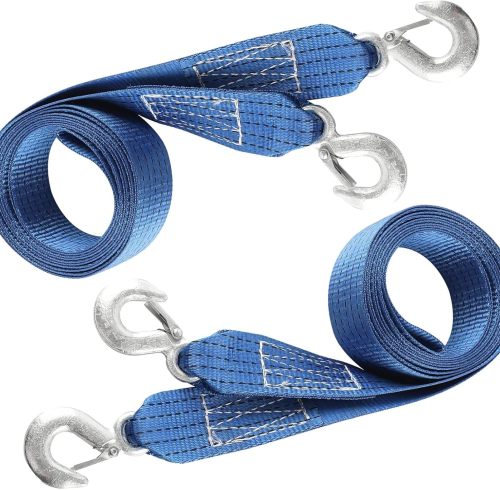 Atli Heavy Duty Nylon Tow Strap with Hooks, 2Pack 2Inch x 13Ft Recovery Rope 10,000LBS Heavy Duty Towing Rope for Towing Vehicles in Roadside Emergency,Blue