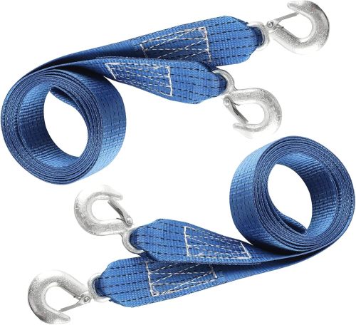 Atli Heavy Duty Nylon Tow Strap with Hooks, 2Pack 2Inch x 13Ft Recovery Rope 10,000LB Heavy Duty Towing Rope for Towing Vehicles in Roadside Emergency,Blue