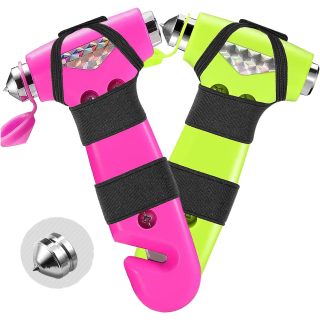 2 Pack Car Safety Hammer, 3-in-1 Emergency Escape Tool Window Breaker and Seat Belt Cutter with Light Reflective Tape for Family Safety Emergency Car Escape Tool for Car