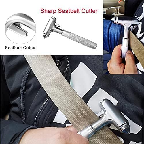 Premium Car Glass Breaker with Seat Belt Cutter - Automotive Safety Hammer Emergecy Escape Tool Car Autoaccessory Metal Window Hammer, Vehicle Hard Aluminium Alloy Head Design