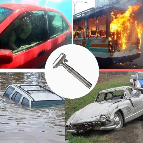 Premium Car Glass Breaker with Seat Belt Cutter - Automotive Safety Hammer Emergecy Escape Tool Car Autoaccessory Metal Window Hammer, Vehicle Hard Aluminium Alloy Head Design