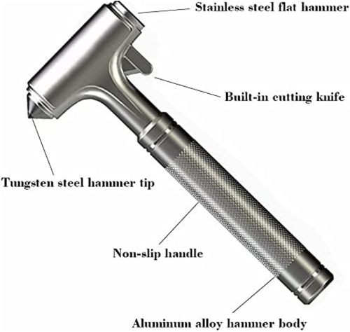 Premium Car Glass Breaker with Seat Belt Cutter - Automotive Safety Hammer Emergecy Escape Tool Car Autoaccessory Metal Window Hammer, Vehicle Hard Aluminium Alloy Head Design