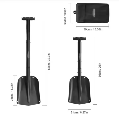 ATLI Snow Shovel for Car, 32" Lightweight Aluminum Car Snow Shovel, Detachable 3-Piece Foldable Shovel