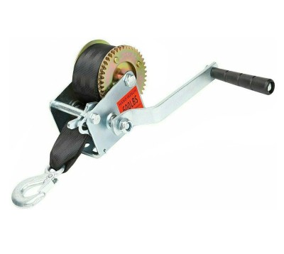 600lbs/272kg Hand Winch Heavy Duty Hand Crank Gear Winch Polyester Strap with Hook for ATV Boat Trailer Marine