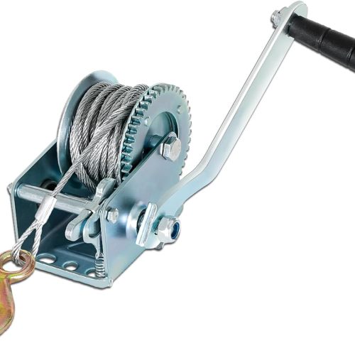 600lbs Capacity Heavy Duty Hand Winch Crank Strap Gear Winch Manual Operated Two-Way Ratchet ATV Boat Trailer Marine