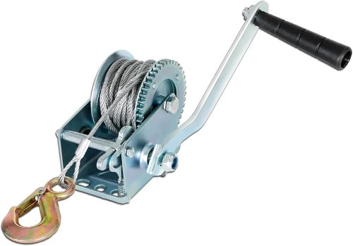 600lbs Capacity Heavy Duty Hand Winch Crank Strap Gear Winch Manual Operated Two-Way Ratchet ATV Boat Trailer Marine