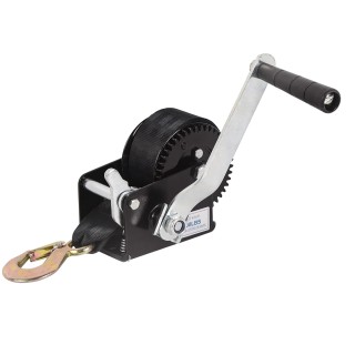 800lbs Capacity Heavy Duty Hand Winch, Crank Strap Gear Winch with 26 feet Steel Cable, Manual Operated Two-Way Ratchet ATV Boat Trailer Marine