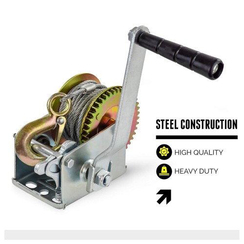 Heavy Duty 600 Pound Manual Two Way Ratchet 26.2 Ft Long Wire Winch Hand  Boat Winch Hand Pulley Crank Handwinch Pulley Hand Crank Hand Winch Small Hand Winch