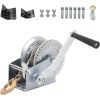 1200lbs Hand Winch Kit with 2Pcs Mount Plate Boat Trailer Winch Heavy Duty Hook with 33ft Steel Cable Hand Crank Winch Two Way Ratchet Boat Winch for Trailer Truck ATV Boat Marine