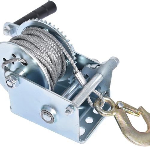 600lbs Hand Winch with Steel Cable Heavy Duty Hand Winch Hand Crank Gear Winch with 8m Steel Wire Two-Way Ratchet for ATV Boat Trailer Marine