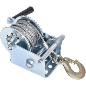 600lbs Hand Winch with Steel Cable Heavy Duty Hand Winch Hand Crank Gear Winch with 8m Steel Wire Two-Way Ratchet for ATV Boat Trailer Marine
