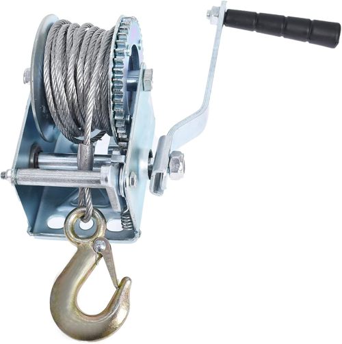 600lbs Hand Winch with Steel Cable Heavy Duty Hand Winch Hand Crank Gear Winch with 8m Steel Wire Two-Way Ratchet for ATV Boat Trailer Marine