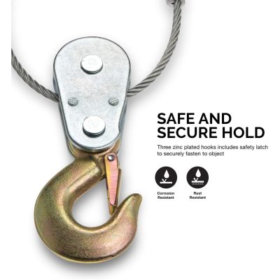 Come Along Winch, 5-Ton (10,000 Lbs) Pulling Capacity, 10Ft, 3 Hook, Heavy Duty Power Cable Come Along Tool with Dual Gears, Hand Winch Cable, Automotive Hoist Winch Puller, Recovery Gear