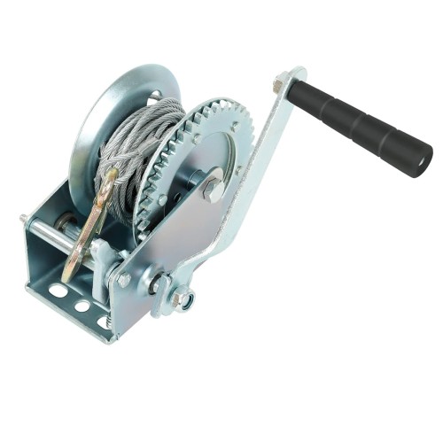 1200LB Hand Winch Crank Gear Winch & Cable Heavy Duty Hook, Boat Trailer Winch with Steel Cable for ATV UTV Trailer Truck Boat Metal