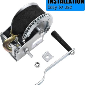 1200lbs Hand Winch Kit with 2Pcs Mount Plate, Boat Trailer Winch Heavy Duty Hook with 33ft Steel Cable Hand Crank Winch, Two Way Ratchet Boat Winch for Trailer Truck ATV Boat Marine