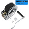 1200lbs Hand Winch Kit with 2Pcs Mount Plate, Boat Trailer Winch Heavy Duty Hook with 33ft Steel Cable Hand Crank Winch, Two Way Ratchet Boat Winch for Trailer Truck ATV Boat Marine