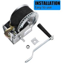 1200lbs Hand Winch Kit with 2Pcs Mount Plate, Boat Trailer Winch Heavy Duty Hook with 33ft Steel Cable Hand Crank Winch, Two Way Ratchet Boat Winch for Trailer Truck ATV Boat Marine