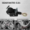 Hand Winch Boat Trailer Winch Heavy Duty Hook with 33ft Steel Cable Ratchet Manual Operated Winch for Trailers ATV UTV Boat Marine