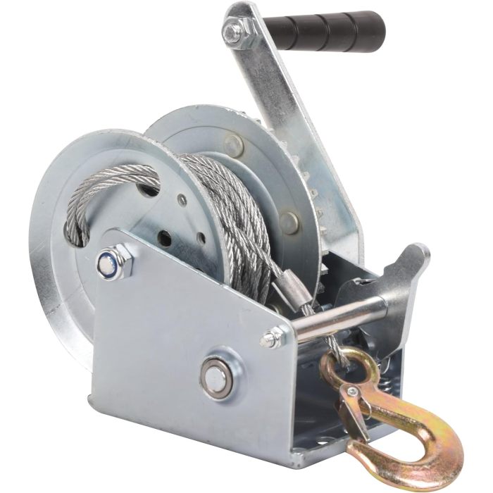 Hand Winch Boat Trailer Winch 1200lbs Heavy Duty Hook with 33ft Steel Cable Hand Crank Winch, Two Way Ratchet Boat Winch for Trailer Truck ATV Boat Marine
