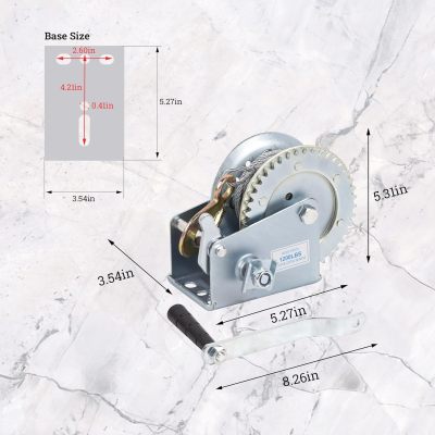 Hand Winch Boat Trailer Winch 1200lbs Heavy Duty Hook with 33ft Steel Cable Hand Crank Winch, Two Way Ratchet Boat Winch for Trailer Truck ATV Boat Marine