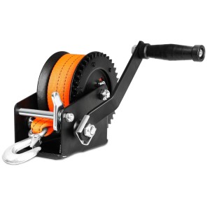 1200lbs Hand Winch Orange with 8M Strap Forward & Reverse Ratcheting Waterproof for Boat Truck