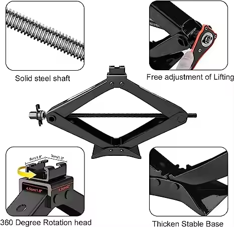 ATLI Scissor Jack for Car/SUV/MPV -Thickened Max 3.0 Ton (6614 lbs) with Portable Emergency Car Jack Kit with Wheel Wrench