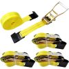 Flat Hook Ratchet Straps,4 Pack Heavy Duty Tie Down Straps 2" x 27' Weather Resistant Cargo Strap 3,333 Pound Working Load Limit for Flatbed, Truck, Trailers Pickup