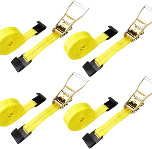 Flat Hook Ratchet Straps,4 Pack Heavy Duty Tie Down Straps 2" x 27' Weather Resistant Cargo Strap 3,333 Pound Working Load Limit for Flatbed, Truck, Trailers Pickup