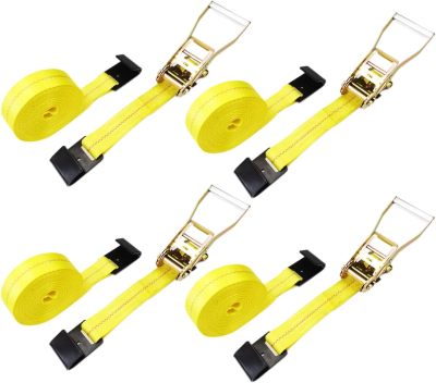 Flat Hook Ratchet Straps,4 Pack Heavy Duty Tie Down Straps 2