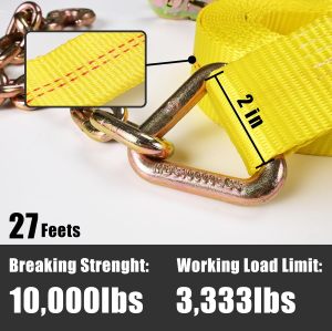 Heavy-Duty Tie Down Ratchet Straps with Chain Ends with Grab Hook, 2