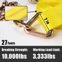 Heavy-Duty Tie Down Ratchet Straps with Chain Ends with Grab Hook, 2