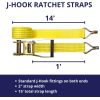 4 Pack 2" x15' Ratchet Strap Tie Down 5000LB J Hook