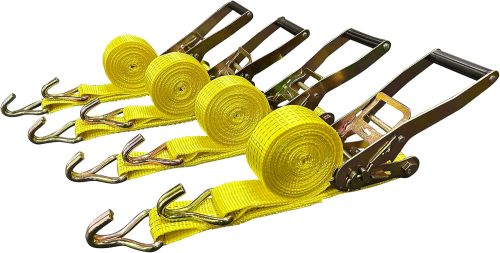 4 Pack 2" x15' Ratchet Strap Tie Down 5000LB J Hook