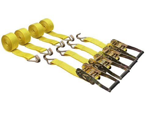 4 Pack 2" x15' Ratchet Strap Tie Down 5000LB J Hook