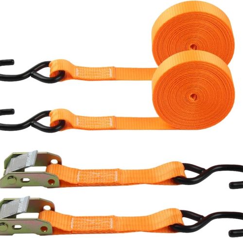 Tie Down Straps Lashing Straps Cargo Tie Down Strap 1" x20' Ratchet Tie Down Straps Coated S-Hooks 1000lbs Capacity Securing Straps (Pack of 2)