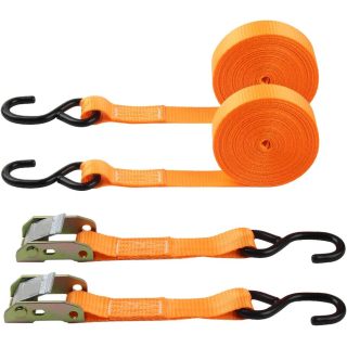 Tie Down Straps Lashing Straps Cargo Tie Down Strap 1" x20' Ratchet Tie Down Straps Coated S-Hooks 1000lbs Capacity Securing Straps (Pack of 2)